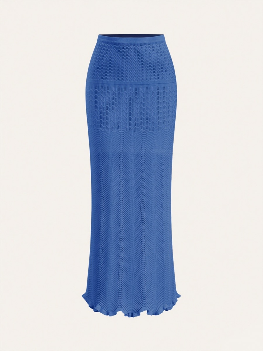 Commense Wave Pattern Knit Maxi Skirt